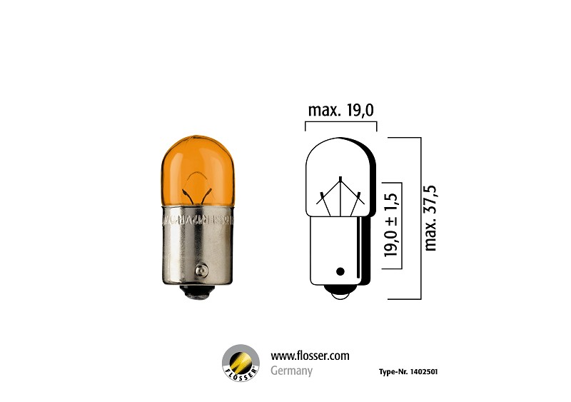 נורת חניה 12V RY10W פינים אופסייד כתום